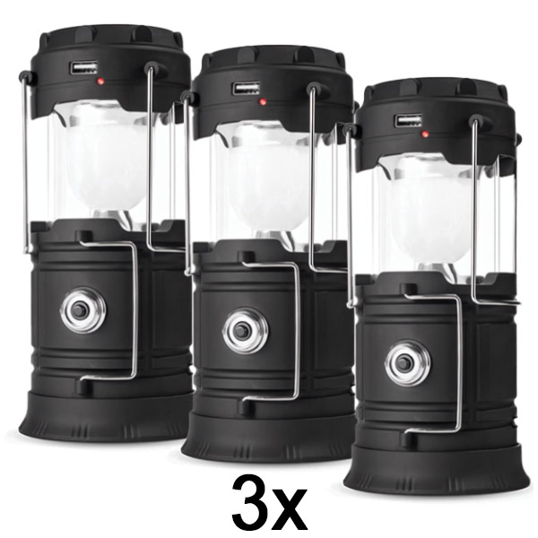 3x Napelemes Újratölthető Kemping Lámpa + Zseblámpa | CAMPGLO